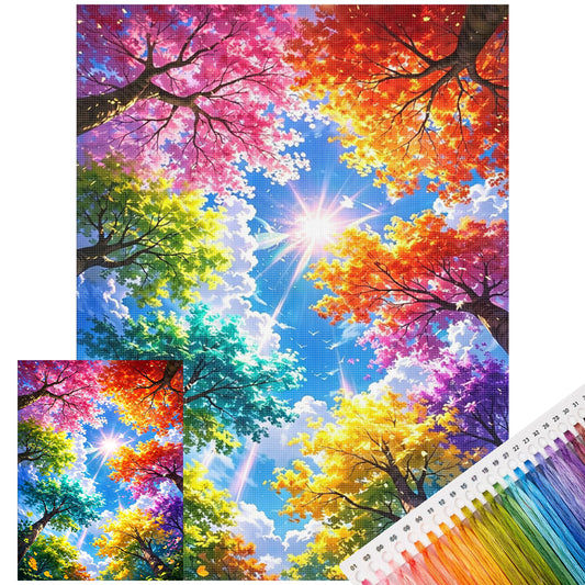 Regenbogenhain - Vollständiges 11CT gestempeltes Kreuzstich-Set 40x53CM - Huacan