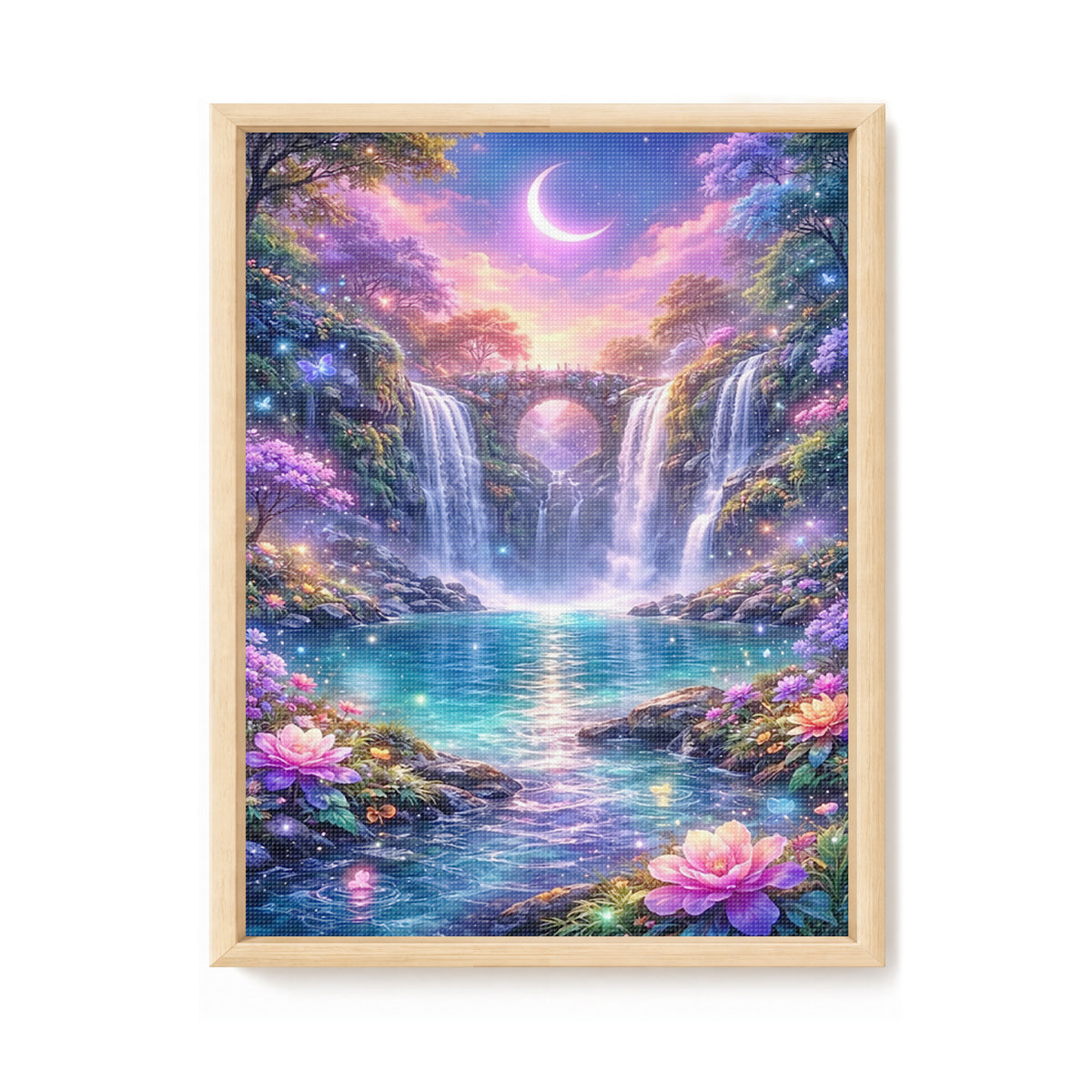 Moon Waterfall - Full 11CT Stamped Cross Stitch 40x53CM - Huacan