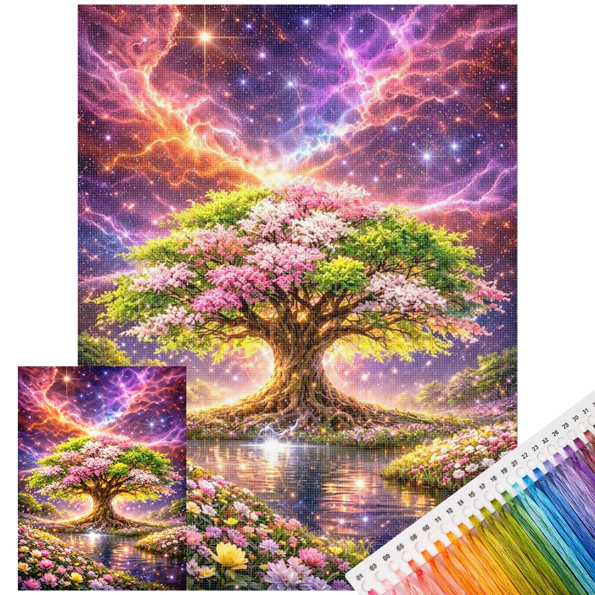 Kosmischer Baum – Vollständiges 11CT Stanzkreuzstich-Set 40x53CM – Huacan