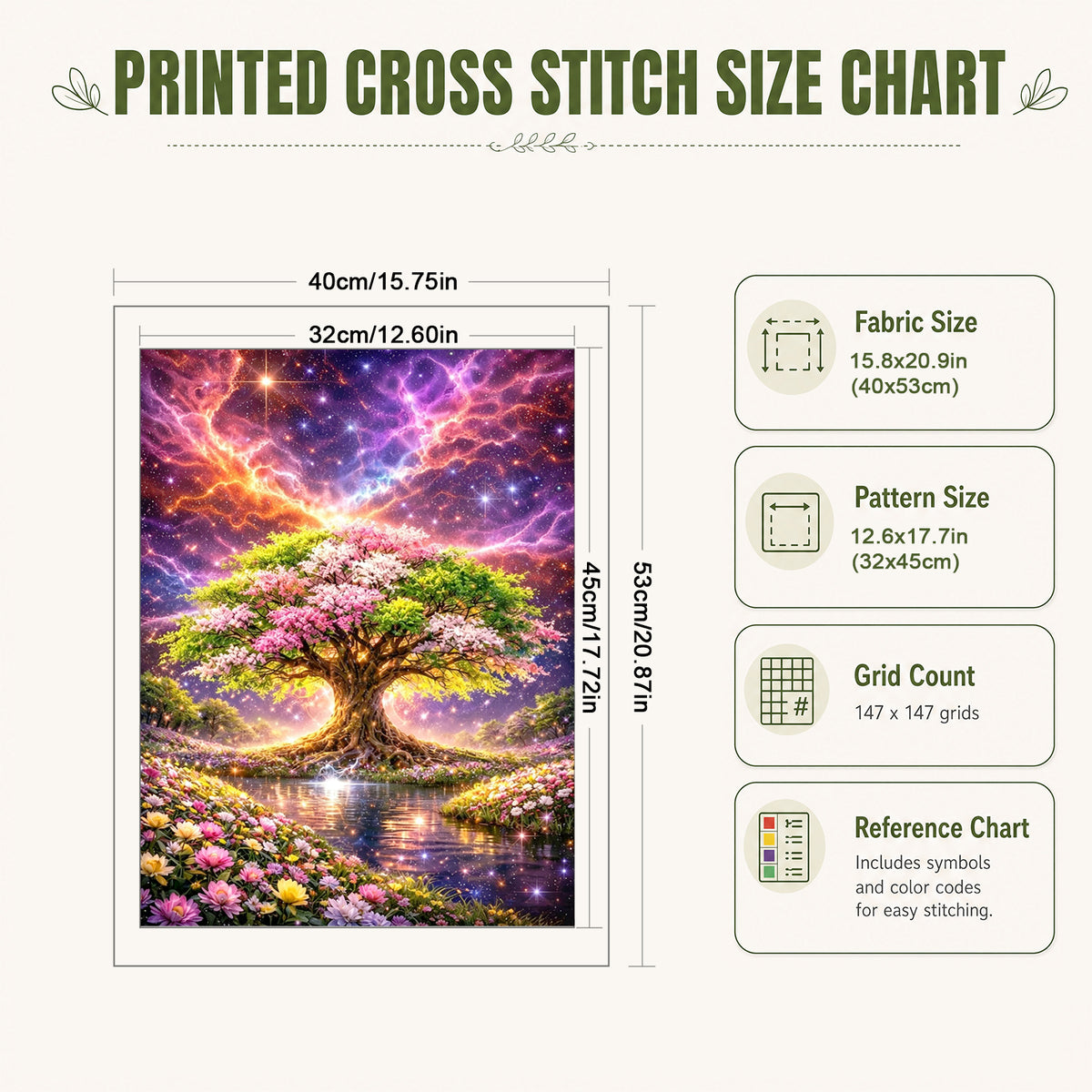 Kosmischer Baum – Vollständiges 11CT Stanzkreuzstich-Set 40x53CM – Huacan