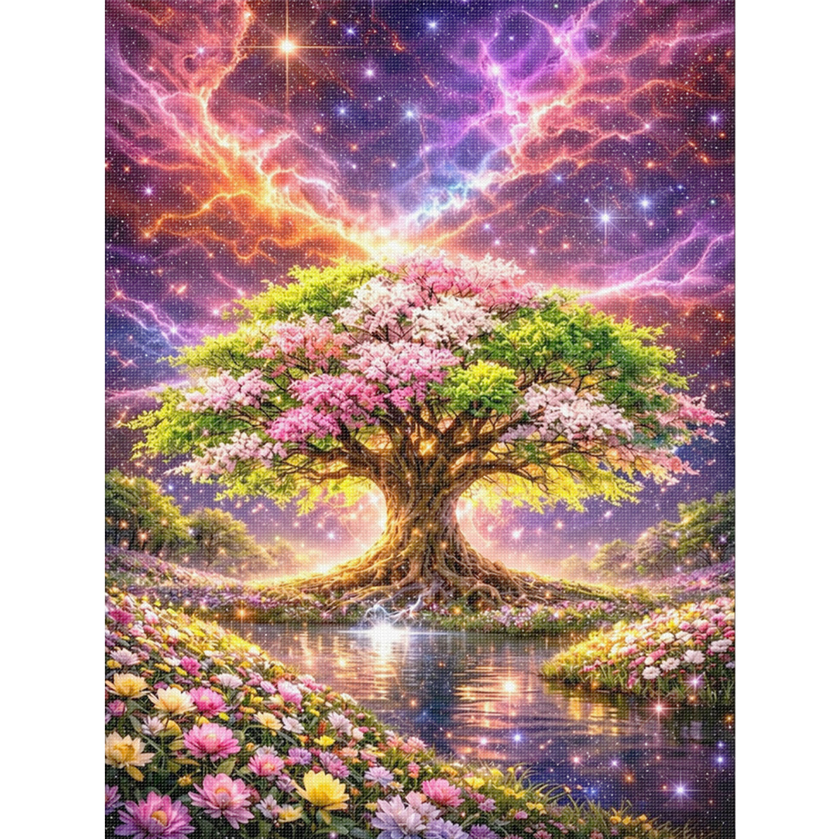 Kosmischer Baum – Vollständiges 11CT Stanzkreuzstich-Set 40x53CM – Huacan
