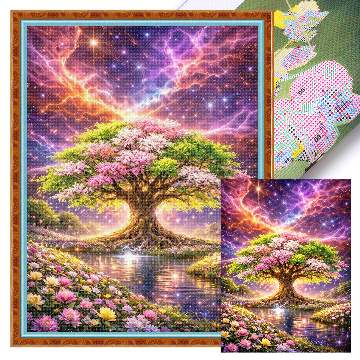 Kosmischer Baum – Vollständiges 11CT Stanzkreuzstich-Set 40x53CM – Huacan