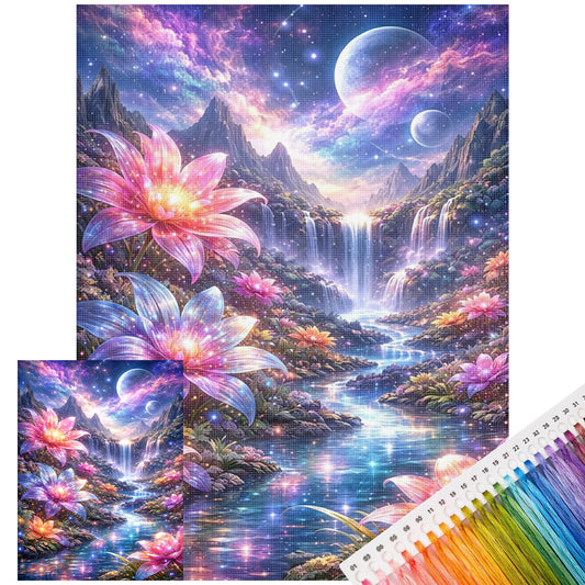 Stellar Lotus – Vollständiges 11CT gestempeltes Kreuzstich-Set 40x53 cm – Huacan