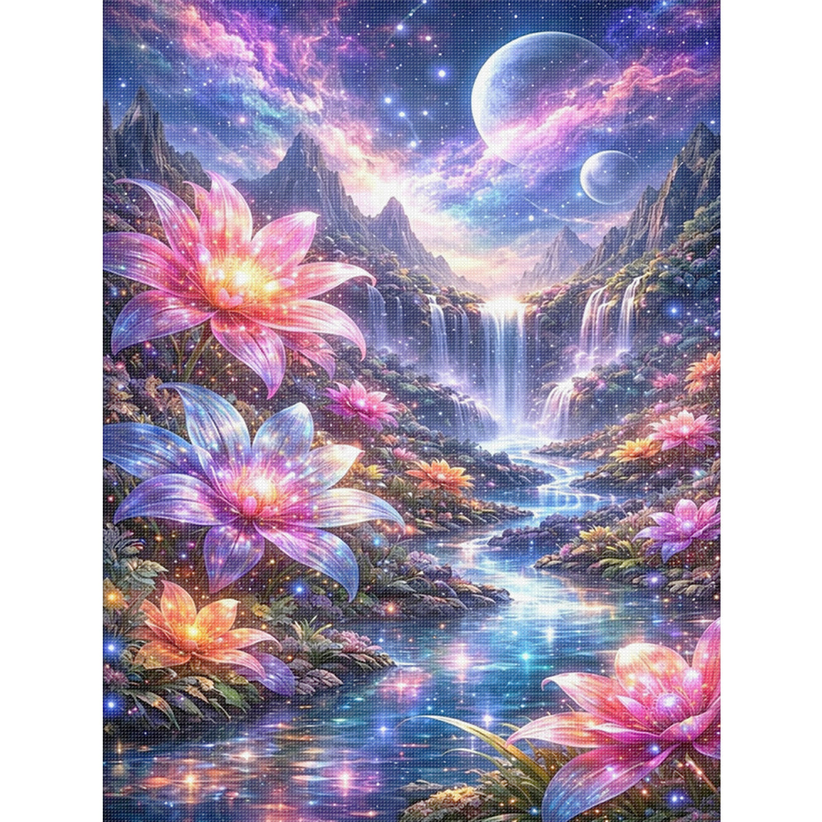 Stellar Lotus - Full 11CT Stamped Cross Stitch 40x53CM - Huacan