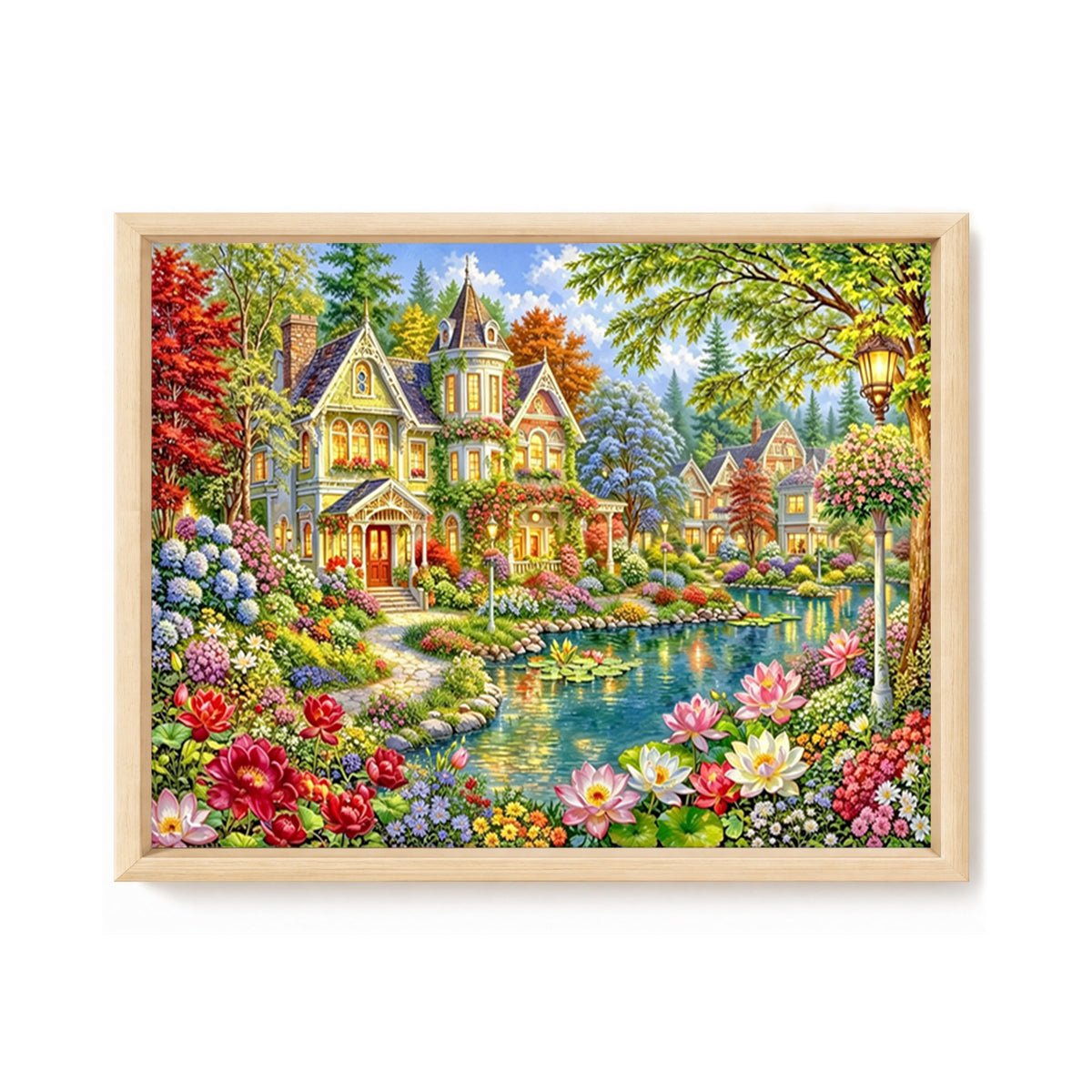 Lake Manor - Full 14CT Stamped Cross Stitch 50x40CM - Huacan