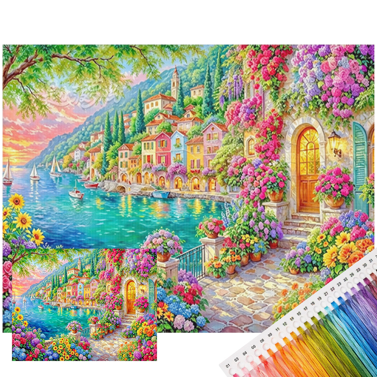 Coastal Cove - Full 14CT Stamped Cross Stitch 50x40CM - Huacan