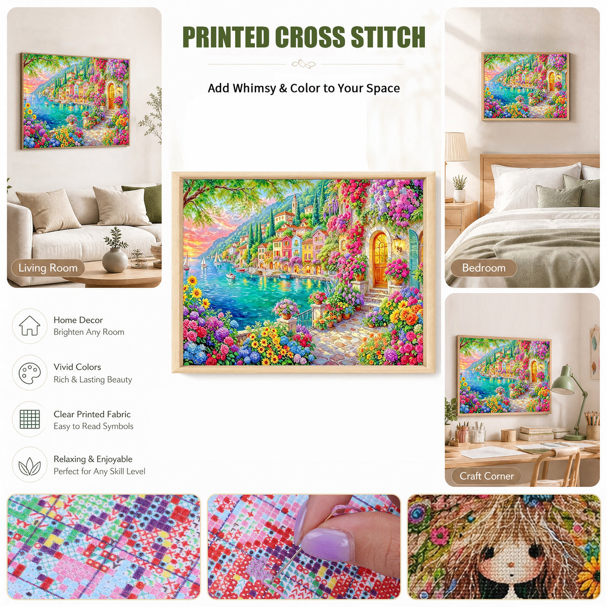 Coastal Cove - Full 14CT Stamped Cross Stitch 50x40CM - Huacan