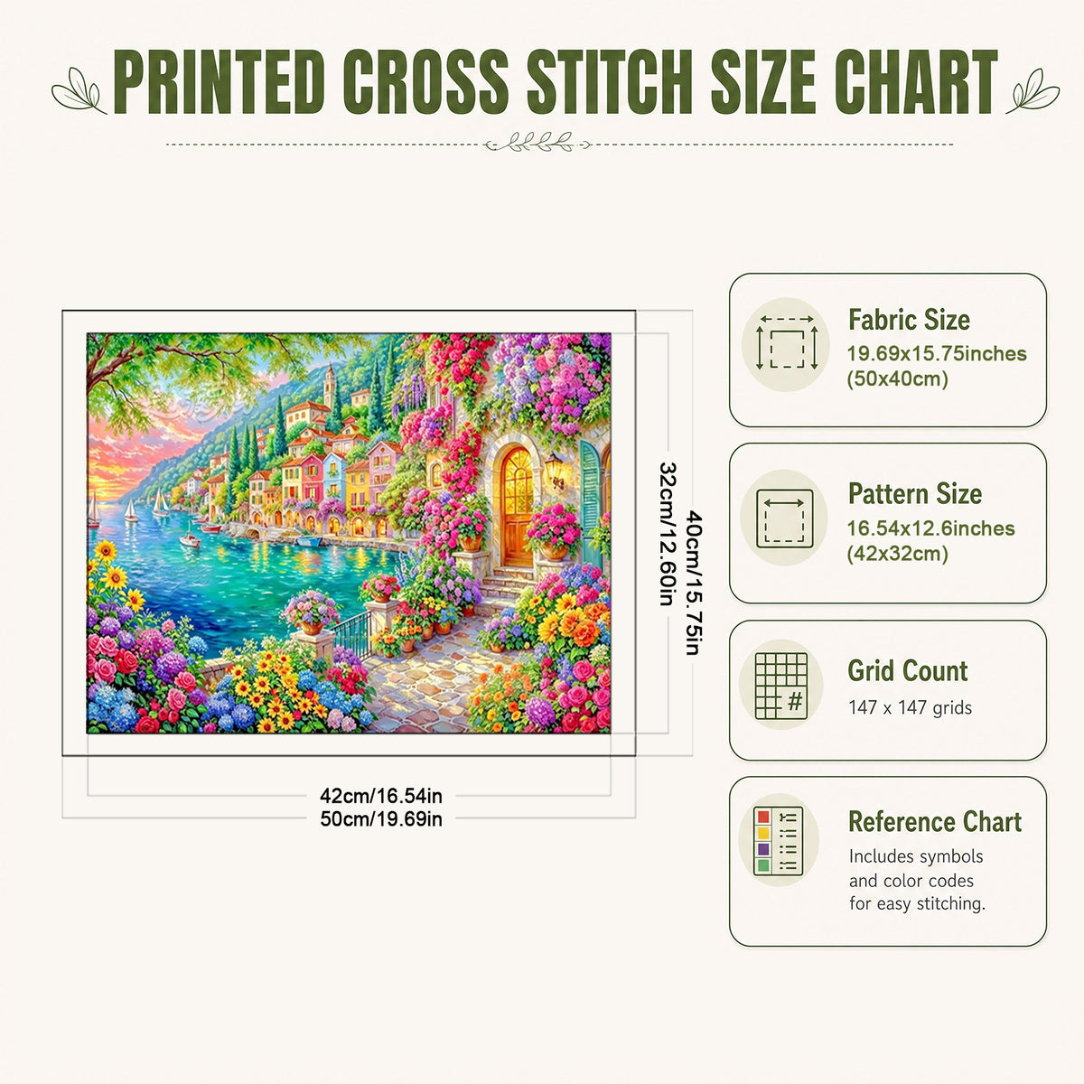 Coastal Cove - Full 14CT Stamped Cross Stitch 50x40CM - Huacan