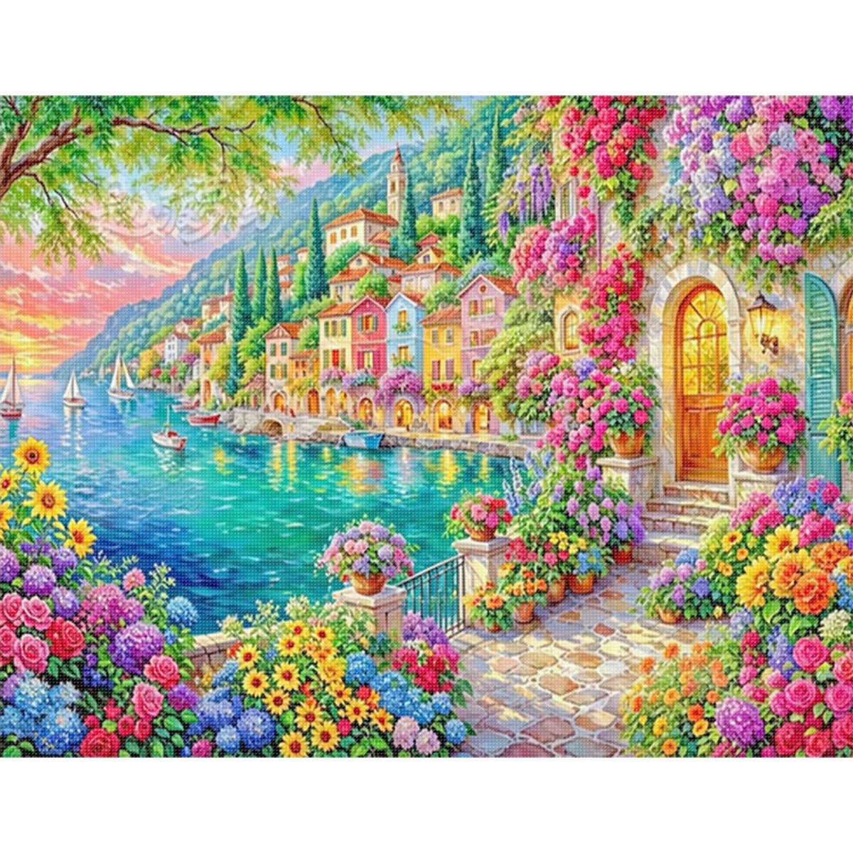 Coastal Cove - Full 14CT Stamped Cross Stitch 50x40CM - Huacan