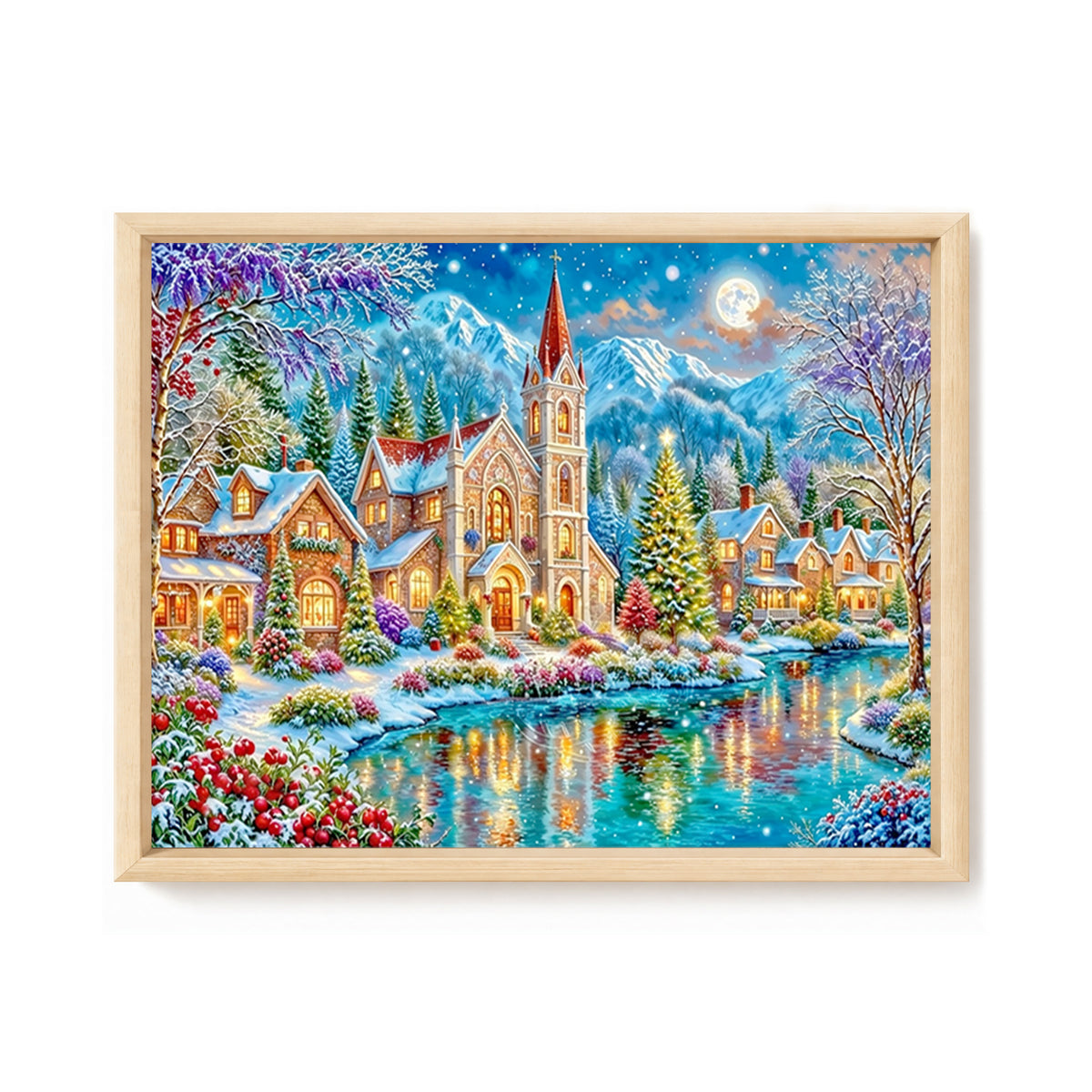 Winter Town - Full 14CT Stamped Cross Stitch 50x40CM - Huacan