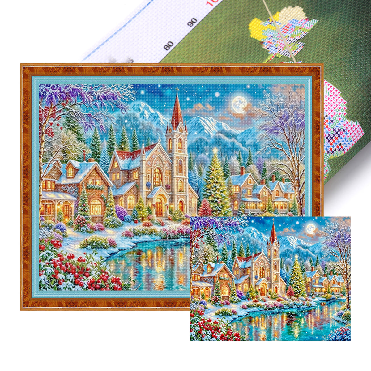 Winter Town - Full 14CT Stamped Cross Stitch 50x40CM - Huacan