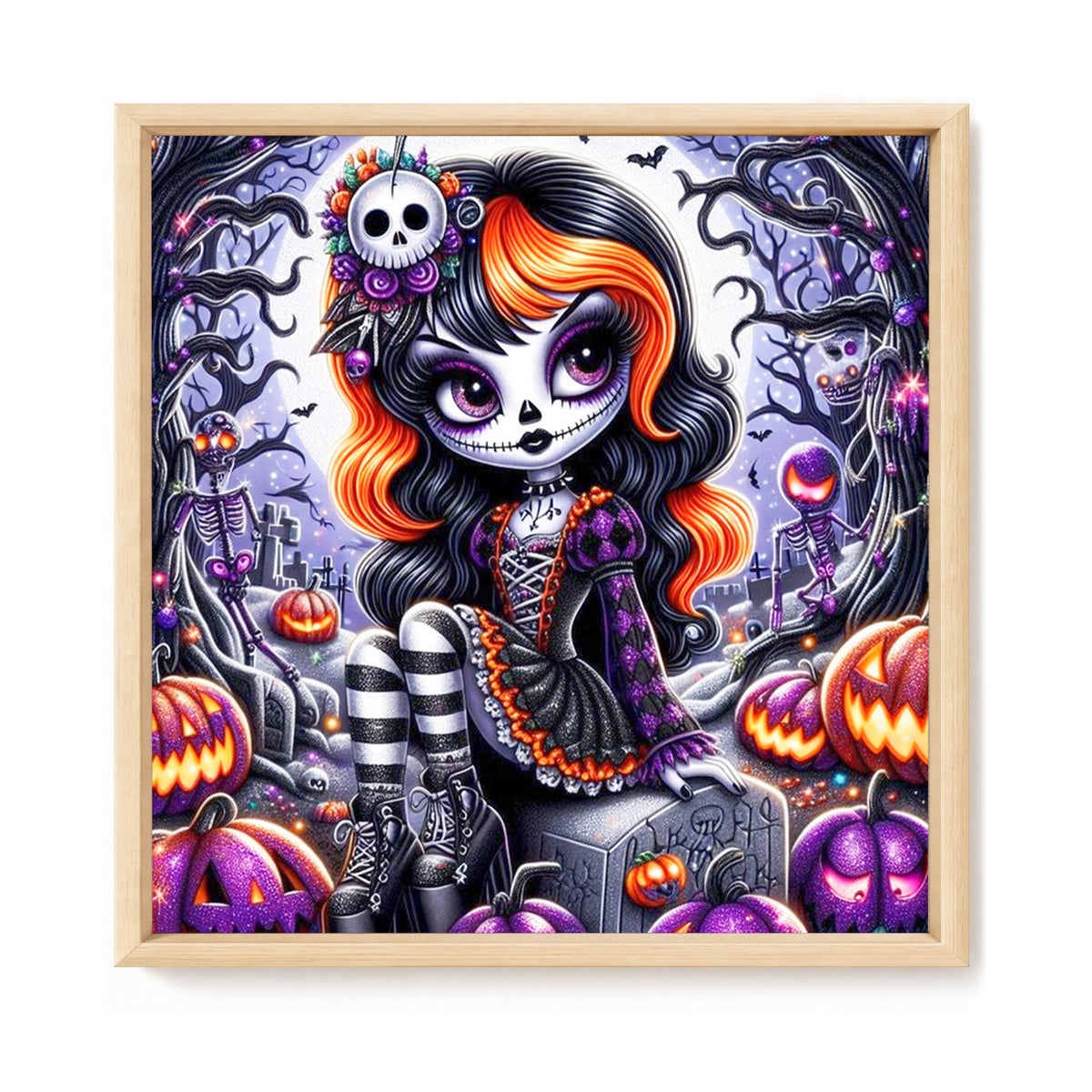 Cute Orange Hair Witch - Full 11CT Stamped Cross Stitch 40x40CM - Huacan