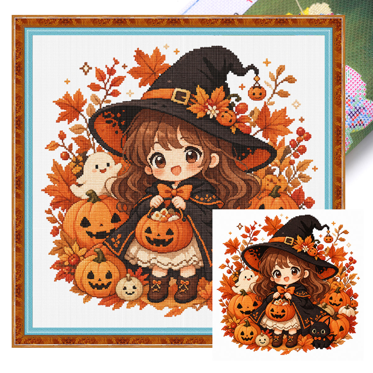 Little Witch - Full 11CT Stamped Cross Stitch 40x40CM - Huacan