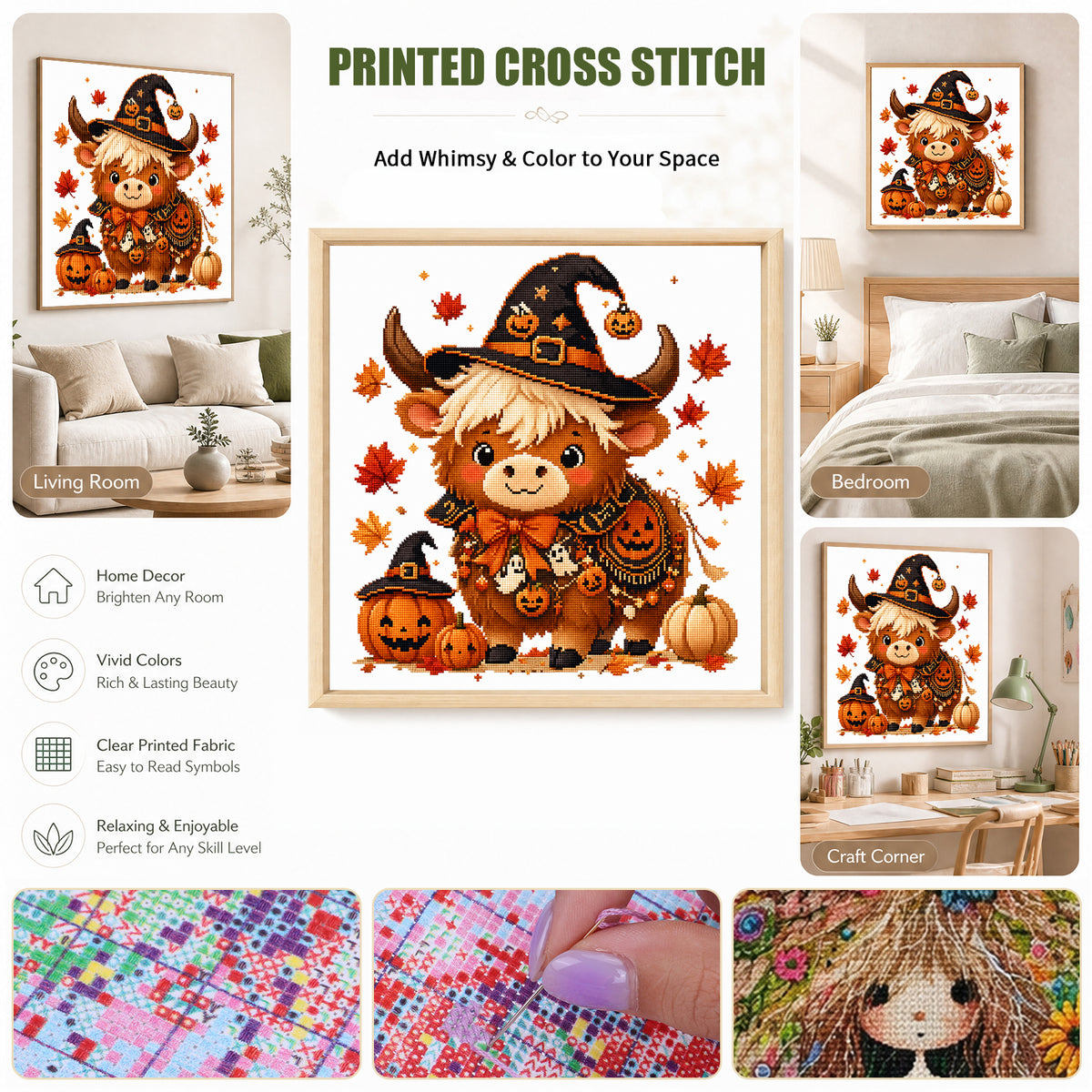 Pumpkin Cow - Full 11CT Stamped Cross Stitch 40x40CM - Huacan