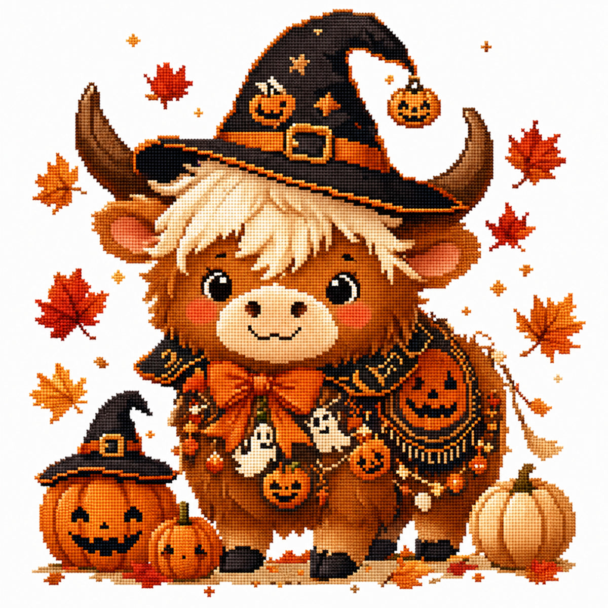 Pumpkin Cow - Full 11CT Stamped Cross Stitch 40x40CM - Huacan