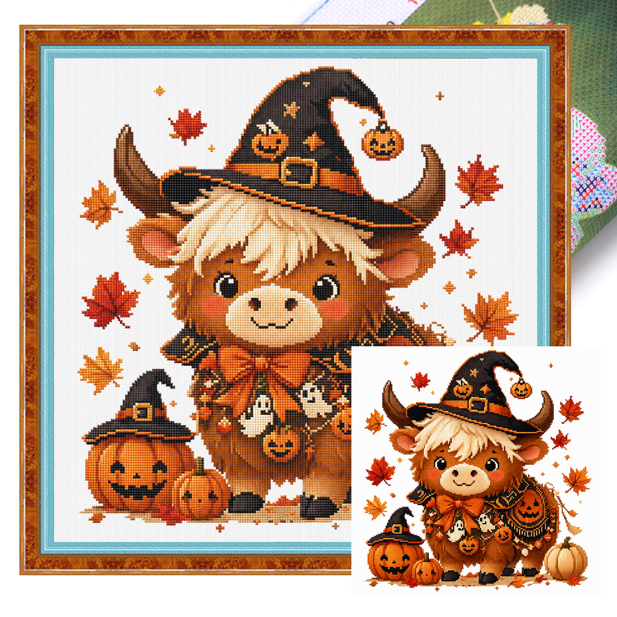 Pumpkin Cow - Full 11CT Stamped Cross Stitch 40x40CM - Huacan