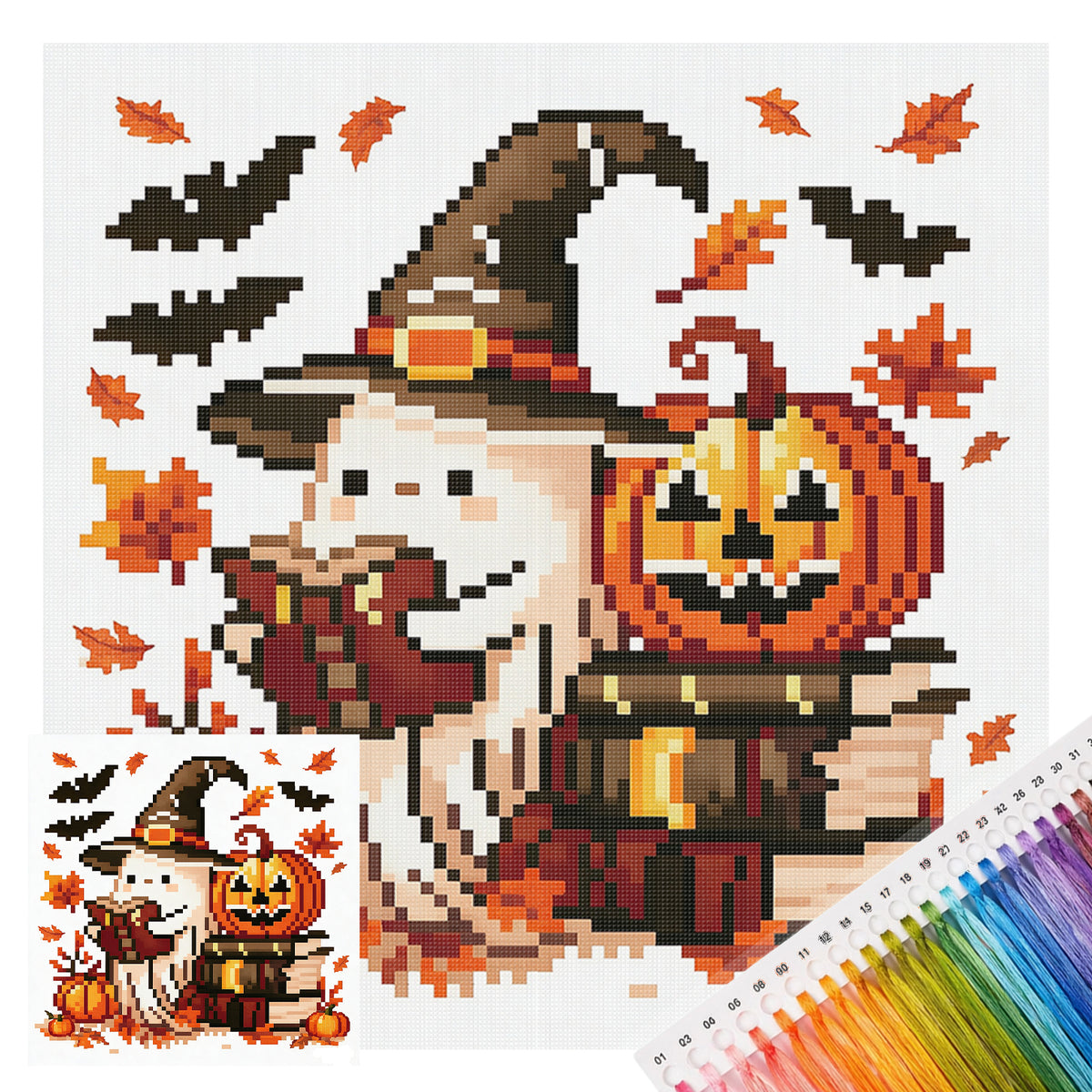 Geisterleser - Vollständiges 11CT Stempel-Kreuzstichset 26x26CM - Huacan