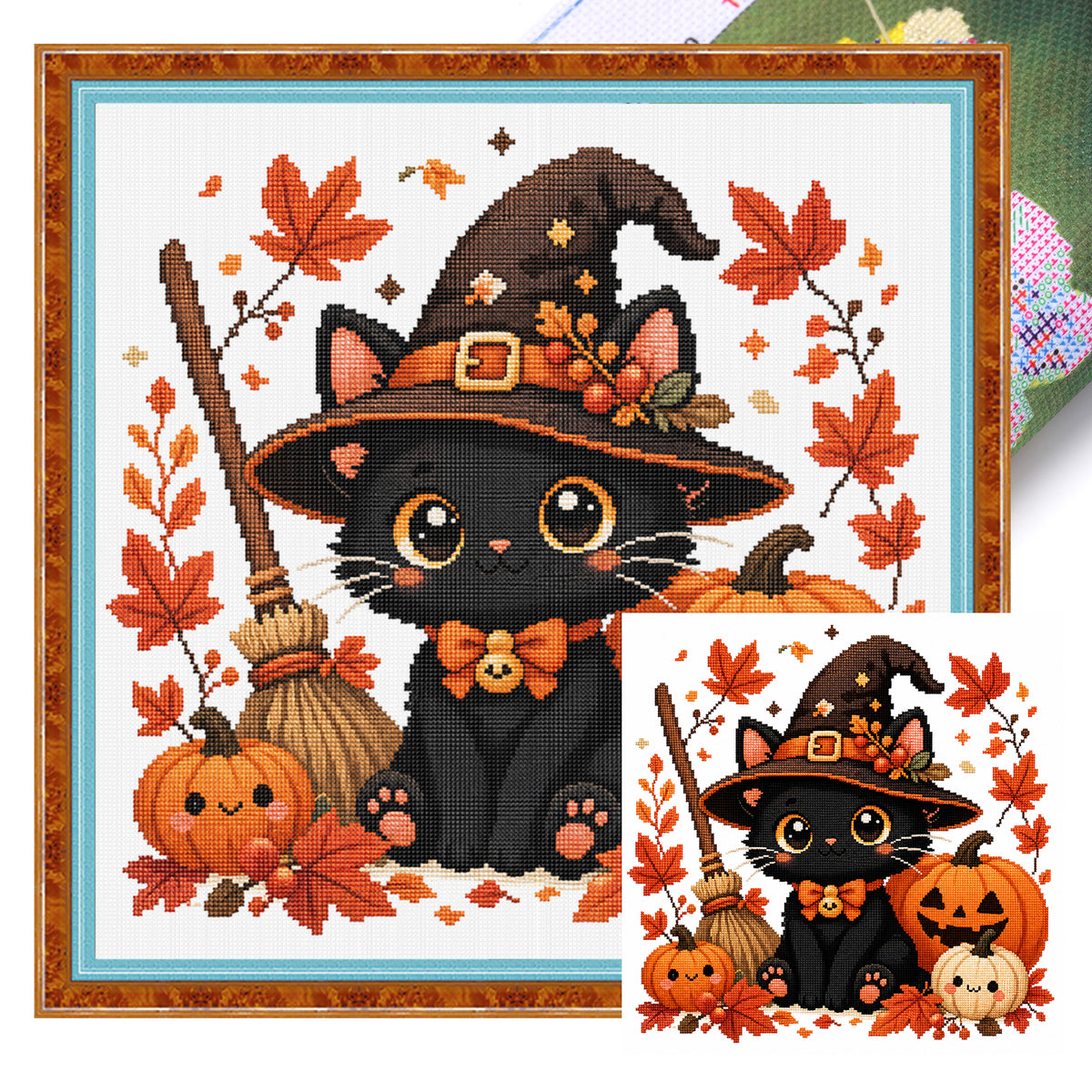 Hexenkatze - Vollständiges 11CT Stempel-Kreuzstich-Set 26x26CM - Huacan