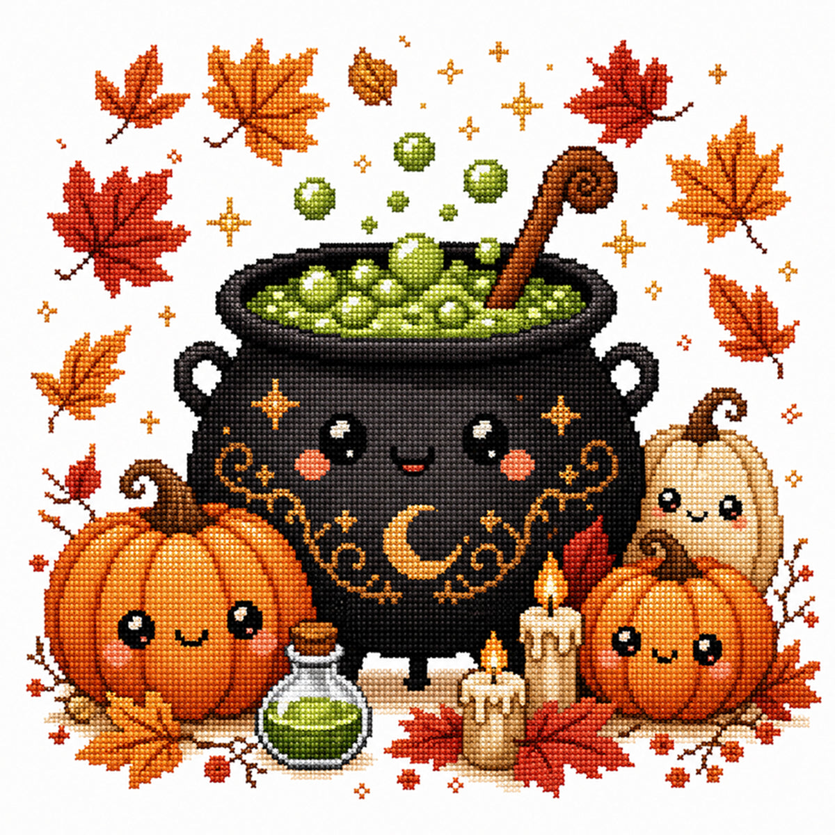 Magic Cauldron - Full 11CT Stamped Cross Stitch 26x26CM - Huacan