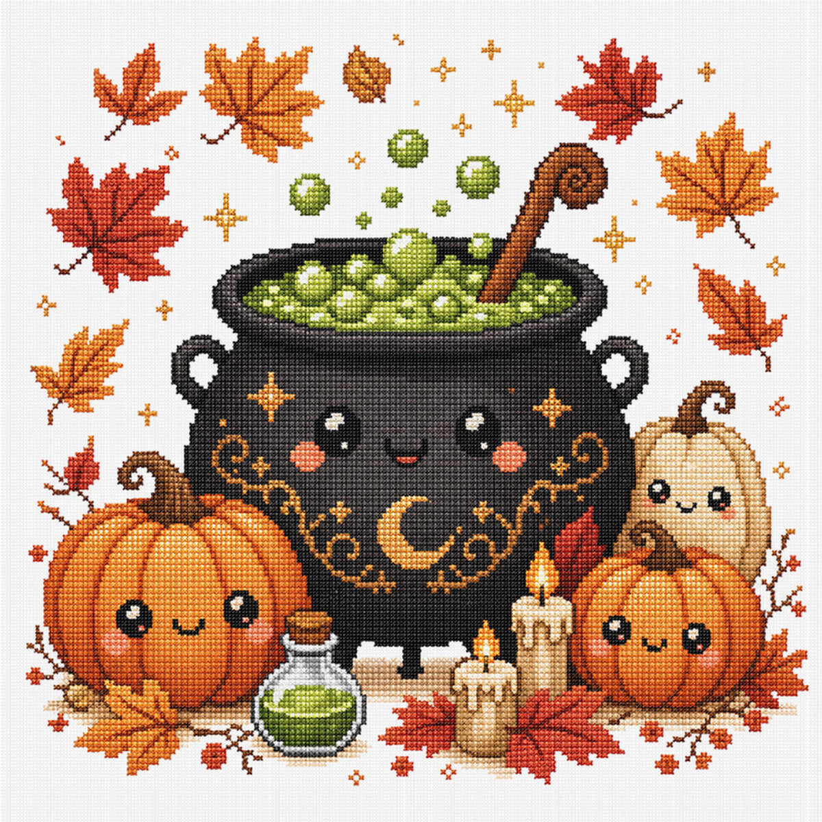 Magic Cauldron - Full 11CT Stamped Cross Stitch 26x26CM - Huacan