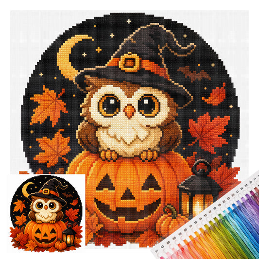 Hexen-Eule - Vollständiges 11CT Stempel-Kreuzstich-Set 26x26CM - Huacan