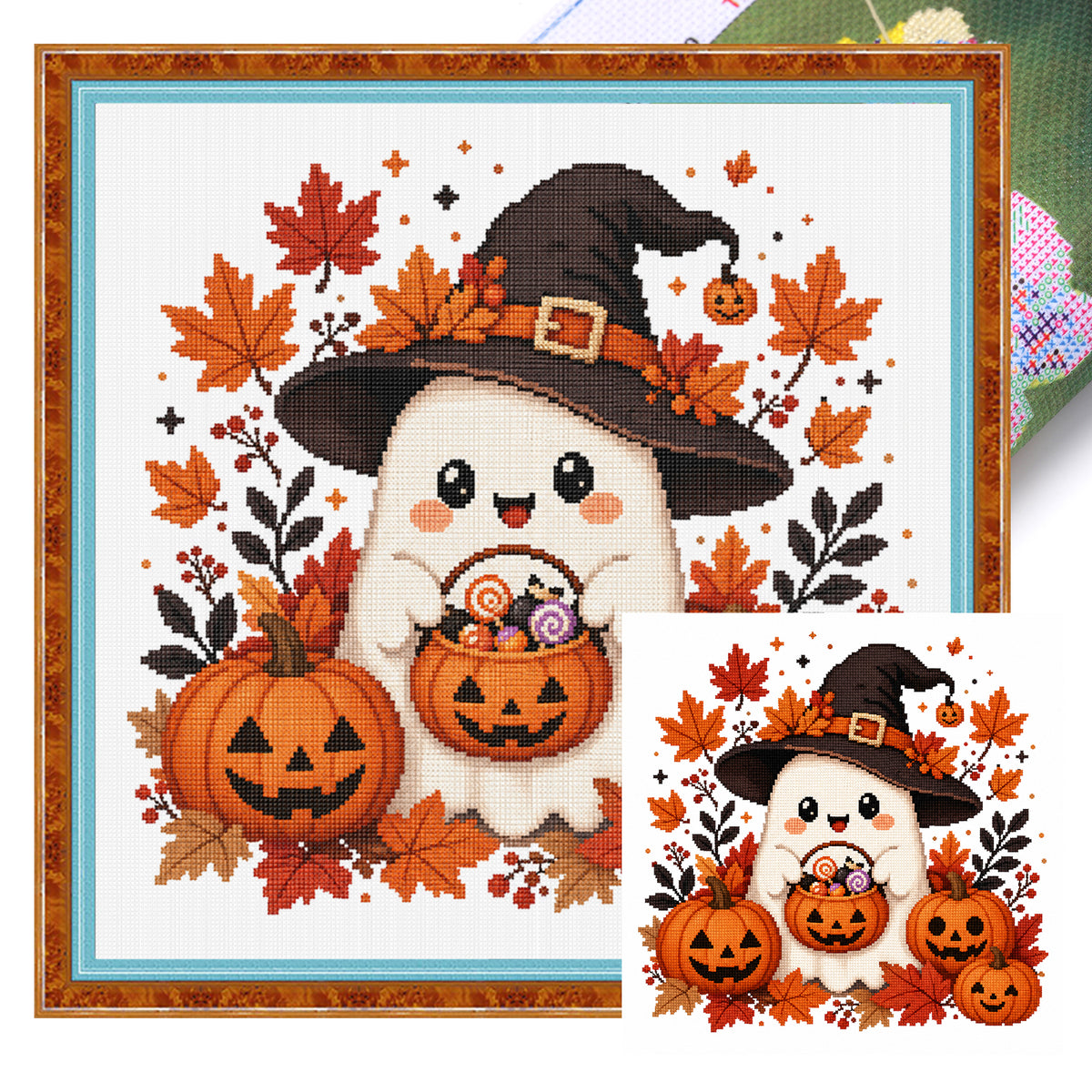 Trick-Geist – Komplettes 11CT gestempeltes Kreuzstich-Set 26x26CM – Huacan