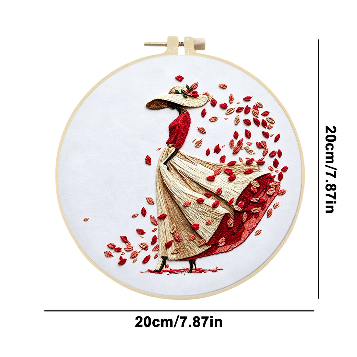 Petal Lady - DIY Embroidery Cross Stitch Kit with Pattern Cotton Threads Needles Hoop 30×30CM/11.81×11.81in