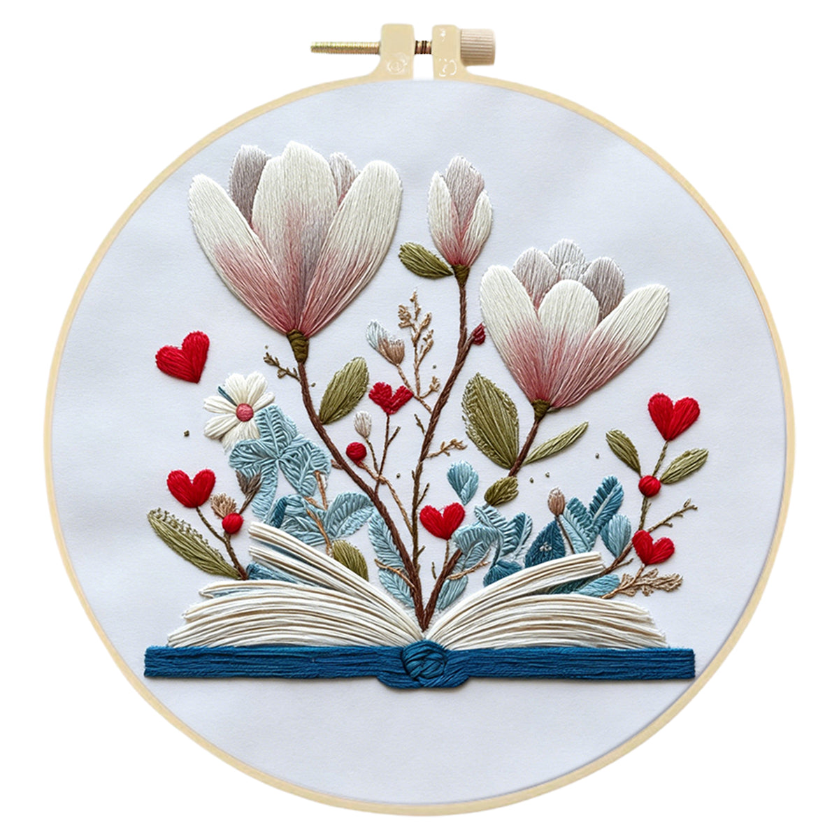 Flower Letter - DIY Embroidery Cross Stitch Kit with Pattern Cotton Threads Needles Hoop 30×30CM/11.81×11.81in