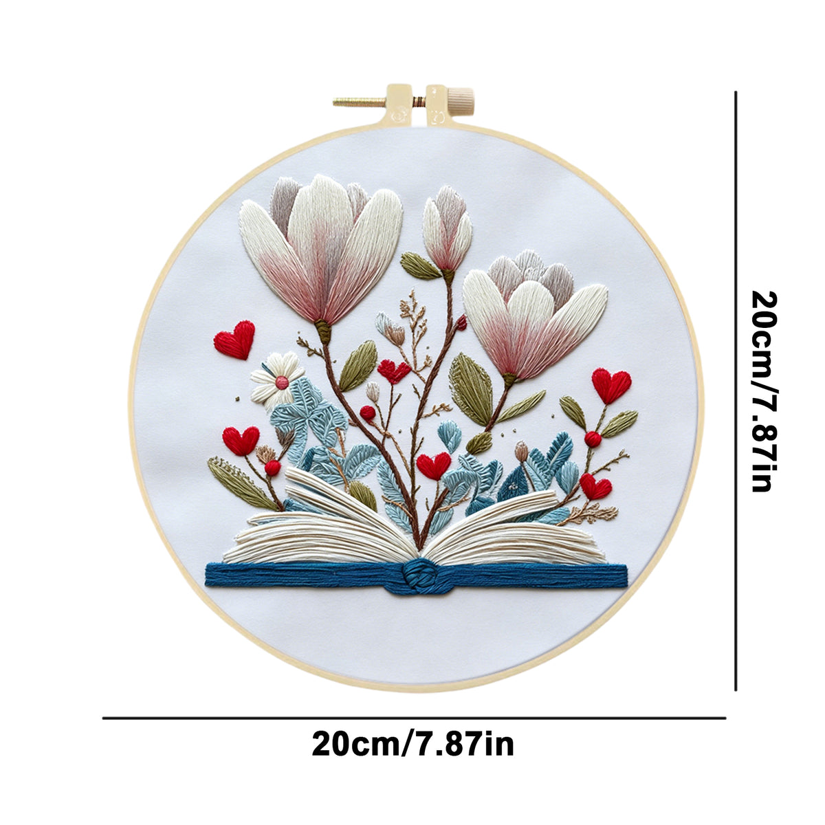 Flower Letter - DIY Embroidery Cross Stitch Kit with Pattern Cotton Threads Needles Hoop 30×30CM/11.81×11.81in