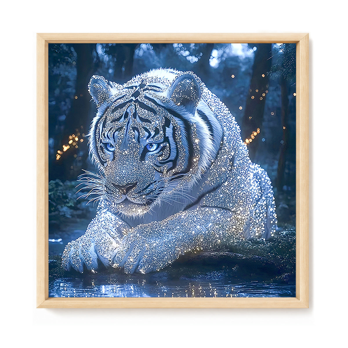 White Tiger - Full 14CT Stamped Cross Stitch 40x40CM - Huacan
