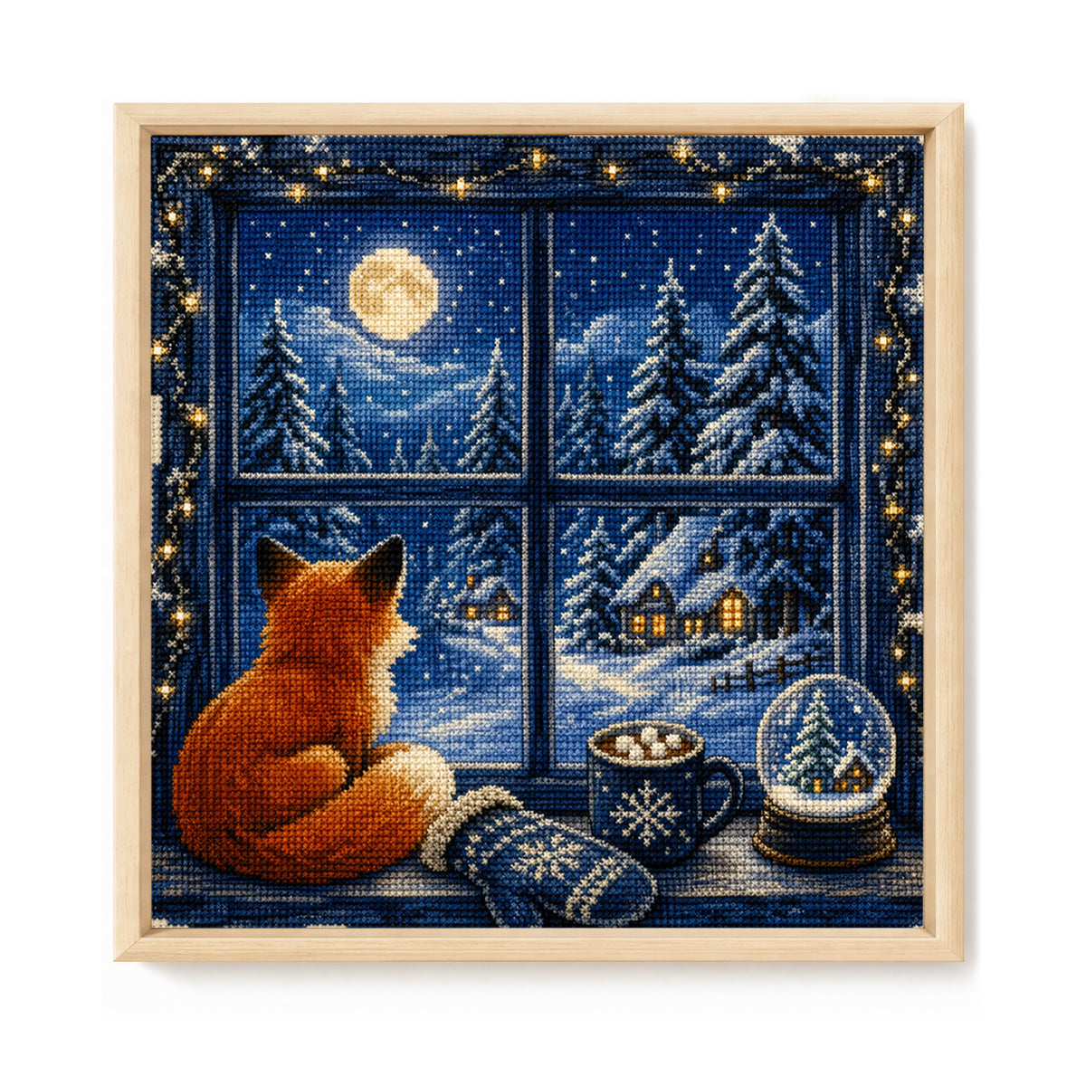 Winter Fox - Full 14CT Stamped Cross Stitch 30x30CM - Huacan