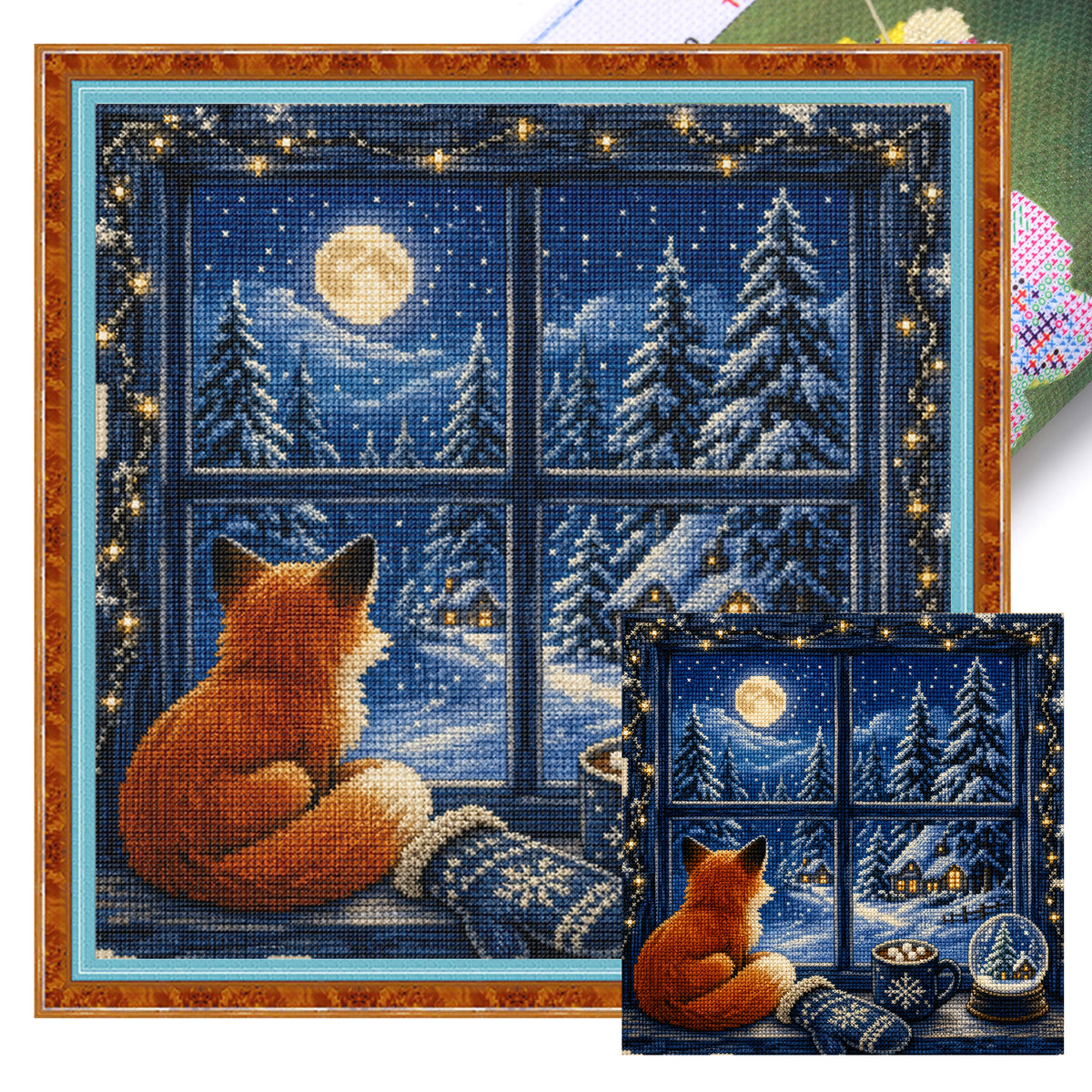Winter Fox - Full 14CT Stamped Cross Stitch 30x30CM - Huacan