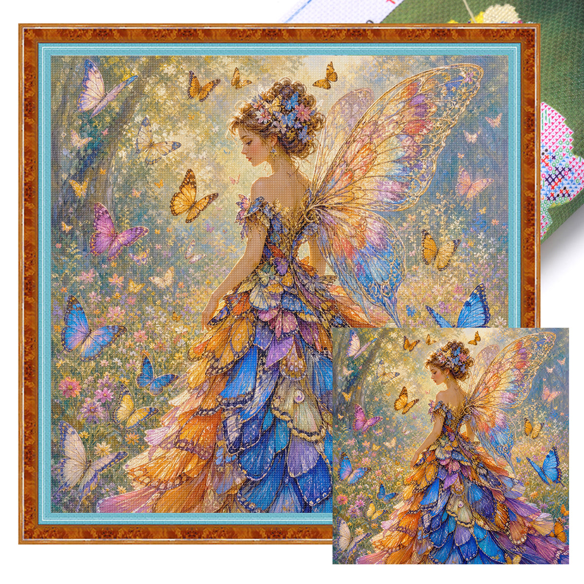 Butterfly Fairy - Full 11CT Stamped Cross Stitch 45x45CM - Huacan