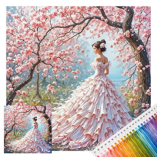 Cherry Belle - Vollständiges 11CT gestempeltes Kreuzstich-Set 45x45CM - Huacan