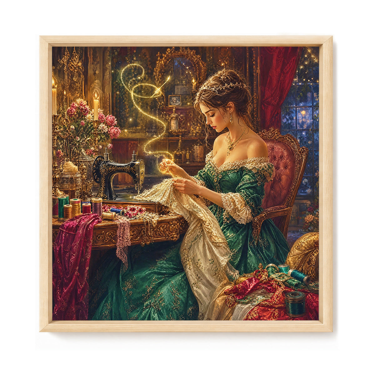 Königliche Näherin - Vollständiges 11CT Stempel-Kreuzstich-Set 45x45CM - Huacan