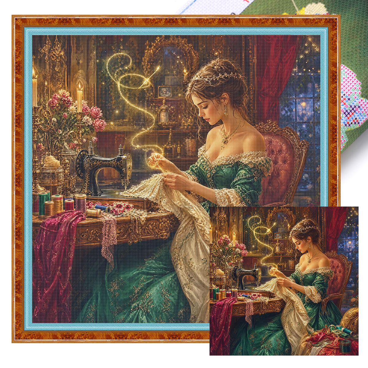 Königliche Näherin - Vollständiges 11CT Stempel-Kreuzstich-Set 45x45CM - Huacan