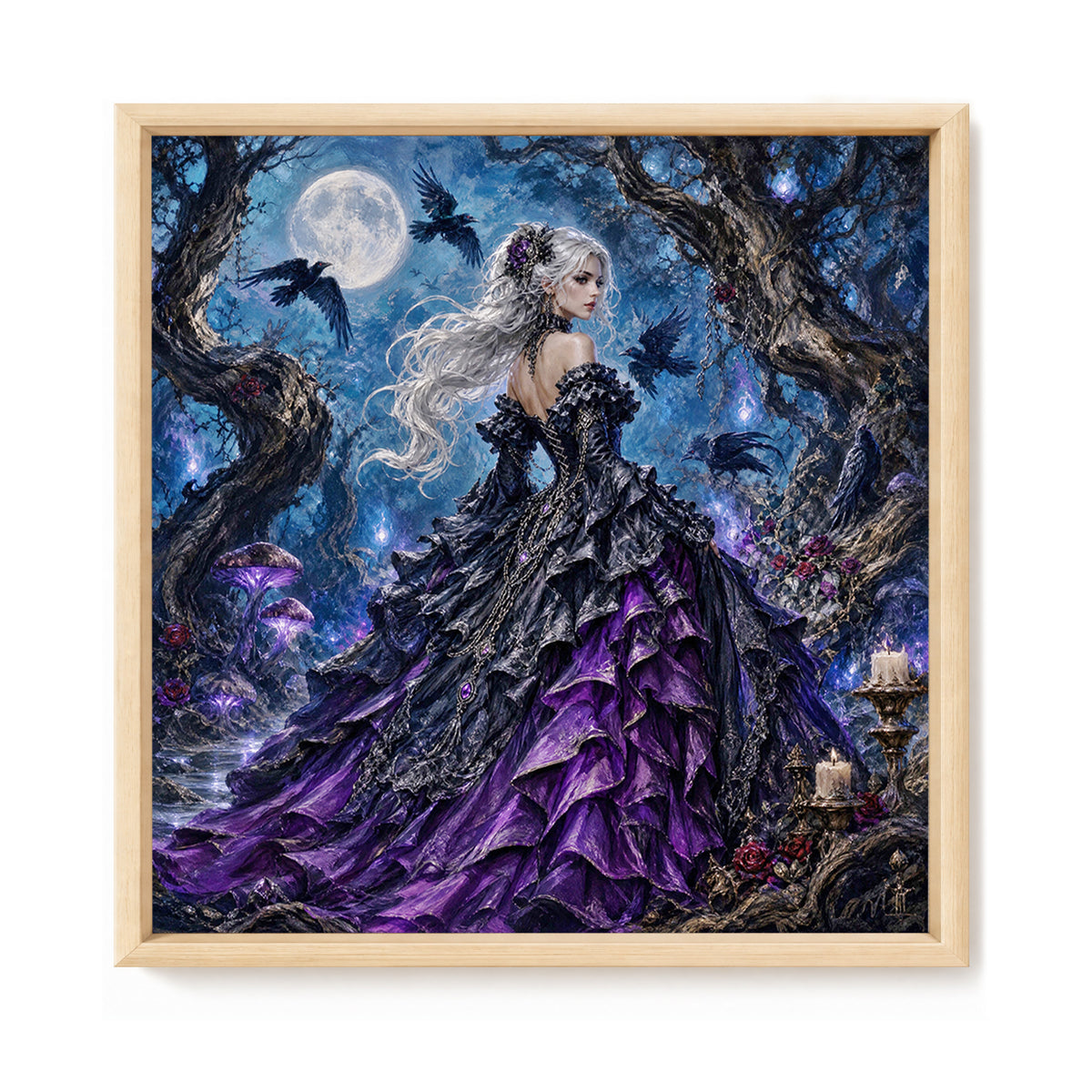 Gothic Raven - Full 11CT Stamped Cross Stitch 45x45CM - Huacan