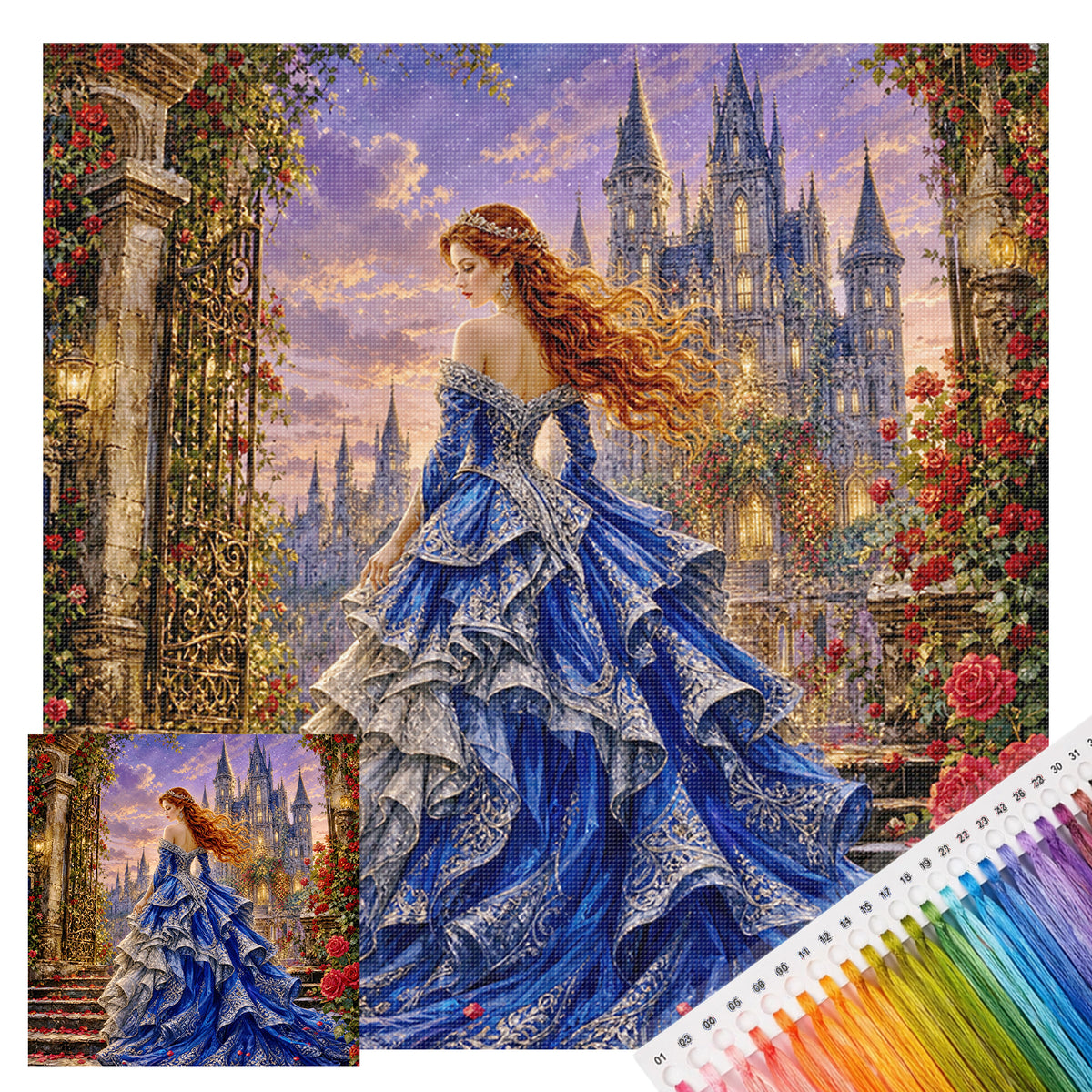 Rosenburg - Vollständiges 11CT Stempel-Kreuzstich-Set 45x45CM - Huacan