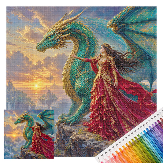 Himmelsdrache - Vollständiges 11CT gestempeltes Kreuzstich-Set 45x45CM - Huacan