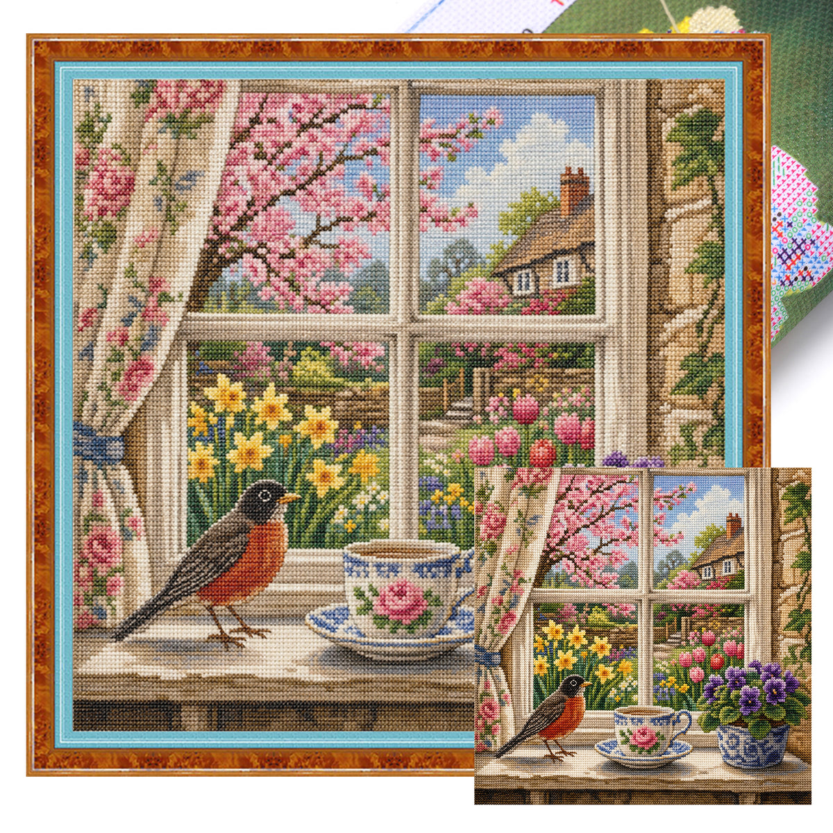 Window Tea - Full 11CT Stamped Cross Stitch 45x45CM - Huacan