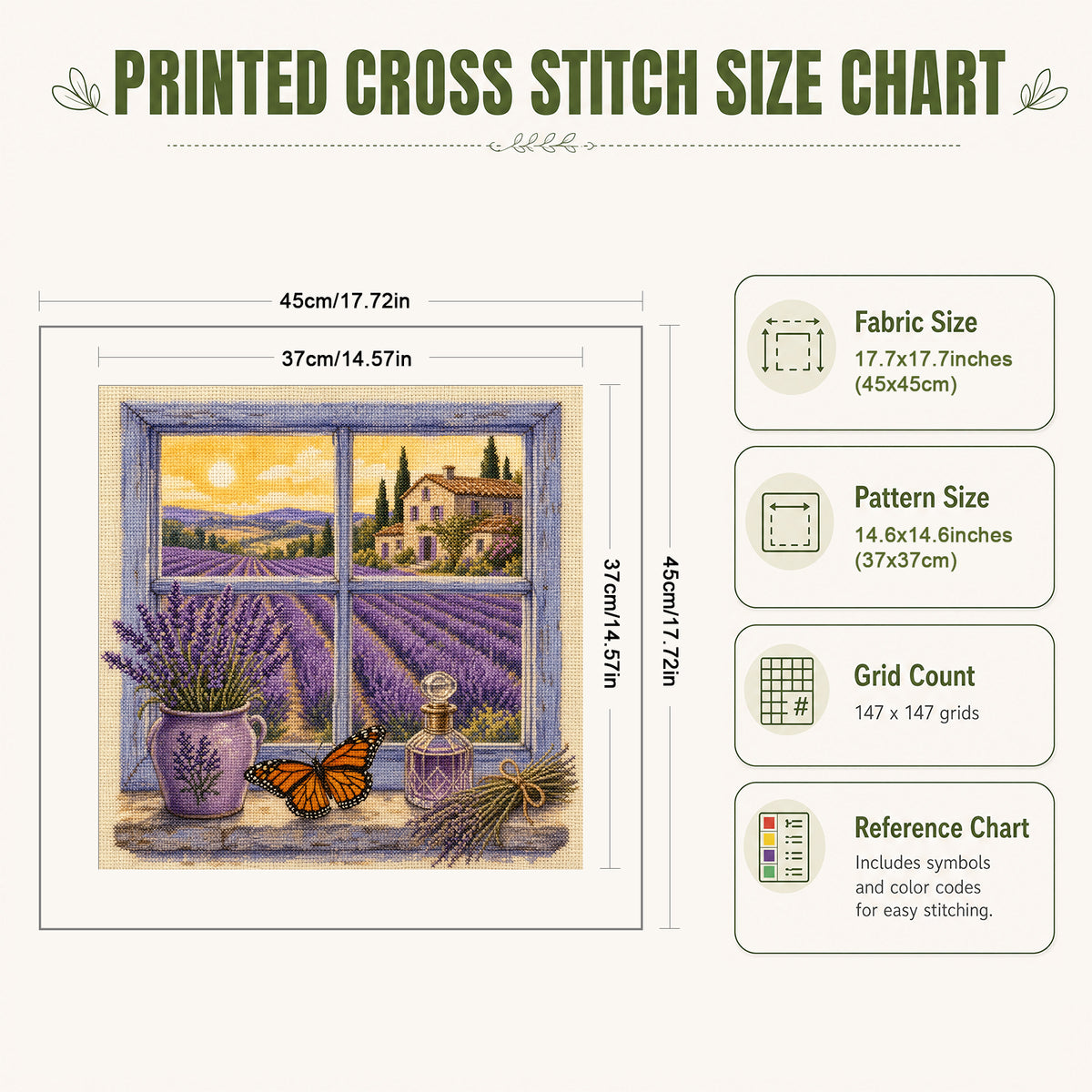 Purple Field - Full 11CT Stamped Cross Stitch 45x45CM - Huacan
