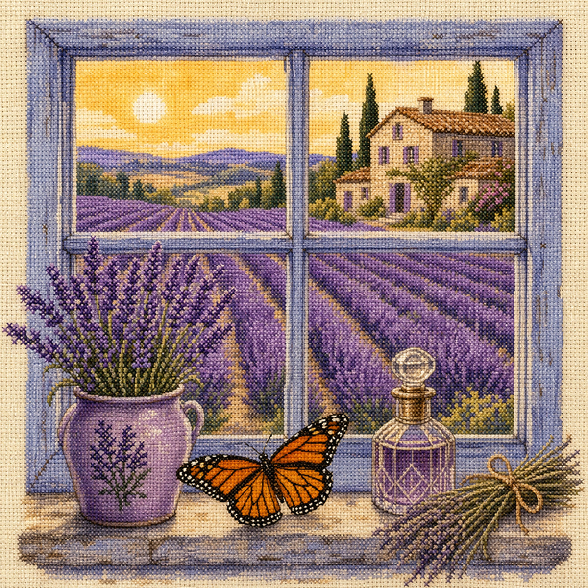 Purple Field - Full 11CT Stamped Cross Stitch 45x45CM - Huacan