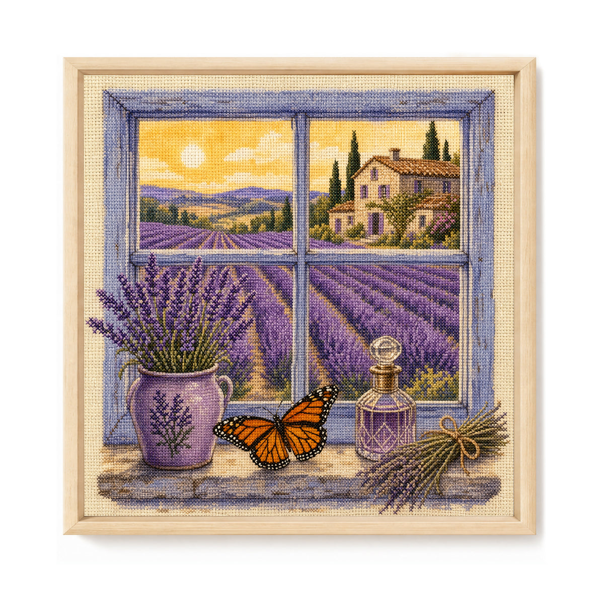 Purple Field - Full 11CT Stamped Cross Stitch 45x45CM - Huacan