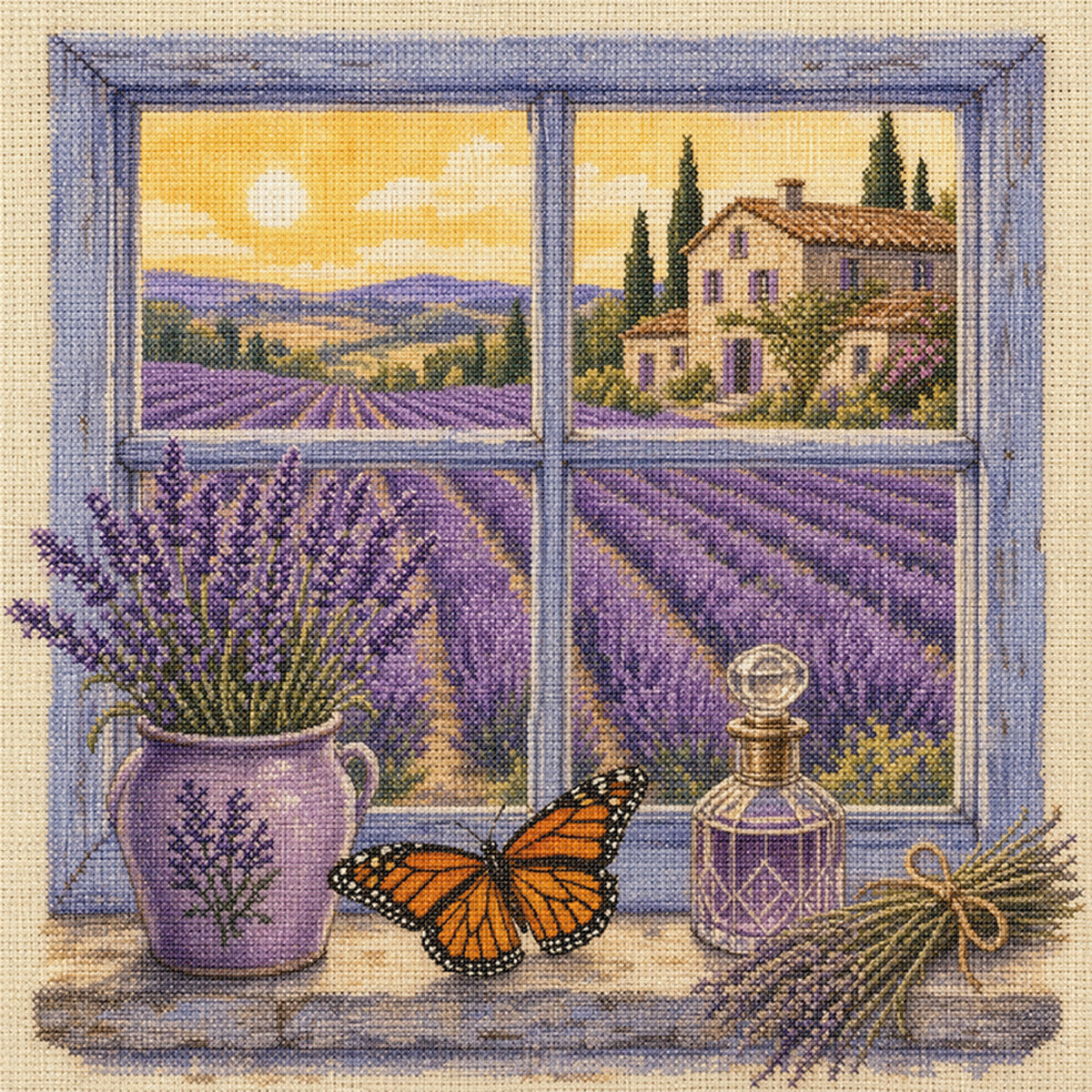 Purple Field - Full 11CT Stamped Cross Stitch 45x45CM - Huacan