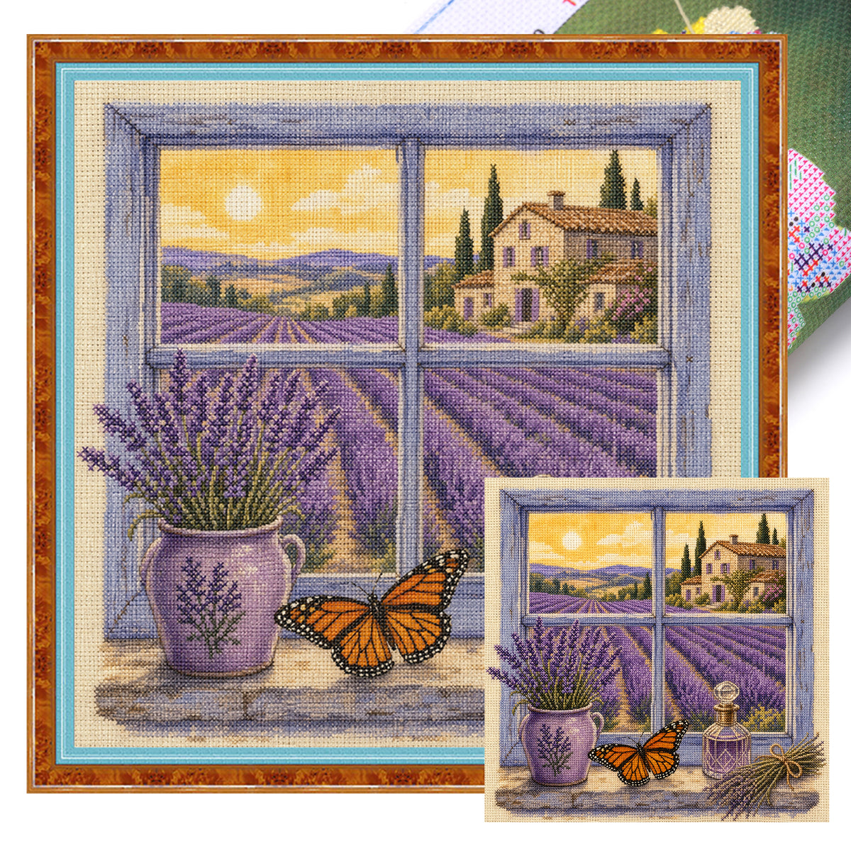 Purple Field - Full 11CT Stamped Cross Stitch 45x45CM - Huacan