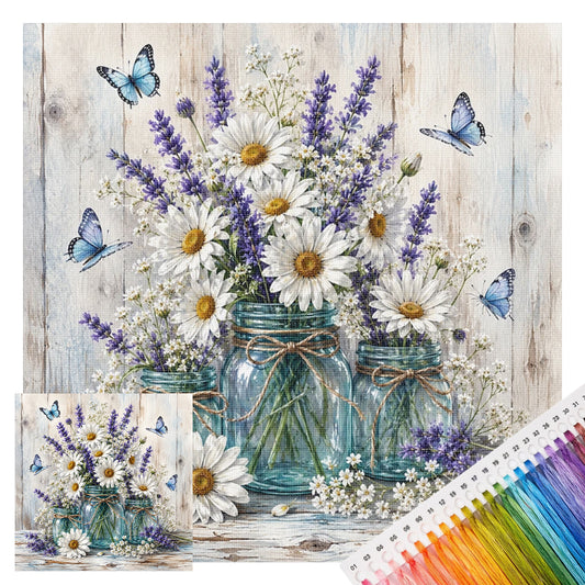 Vase - Vollständiges 11CT gestempeltes Kreuzstich-Set 45x45CM - Yishu