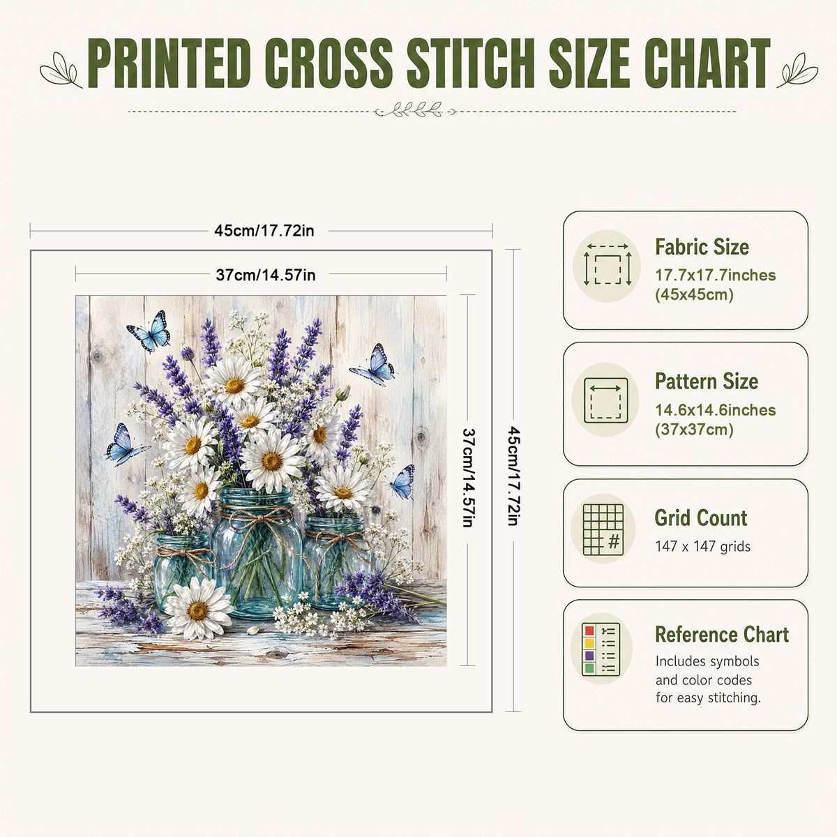 Vase - Full 11CT Stamped Cross Stitch 45x45CM - Yishu
