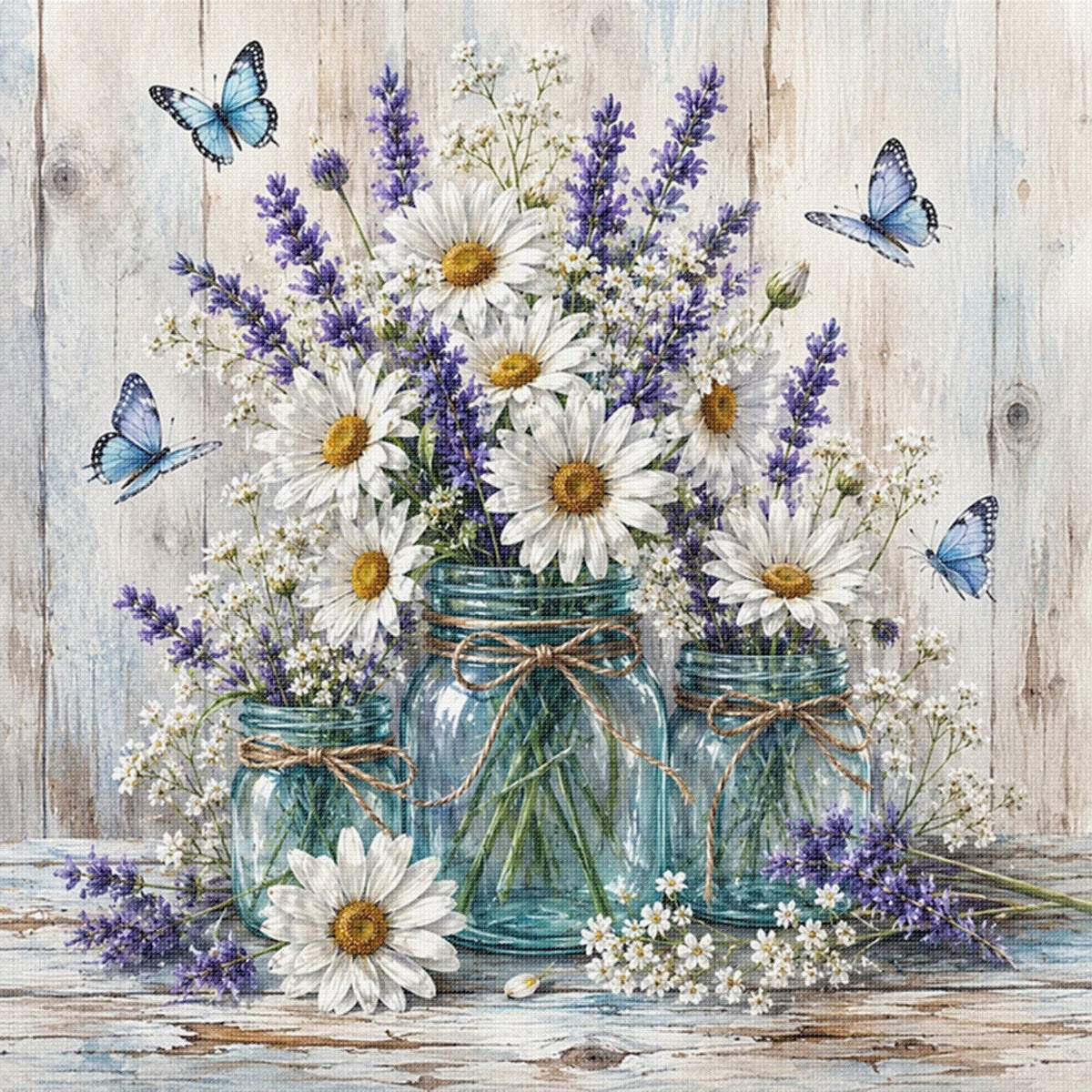 Vase - Full 11CT Stamped Cross Stitch 45x45CM - Yishu