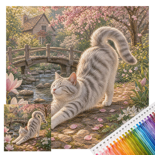 Sakura Creek - Vollständiges 11CT Stempel-Kreuzstich-Set 50x50 cm - Yishu