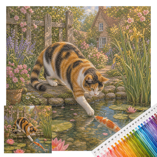 Teich-Kätzchen – Vollständiges 11CT Stanz-Kreuzstich-Set 50x50CM – Yishu